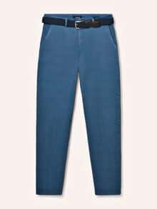 Chino inklusive Gürtel Mittelblau