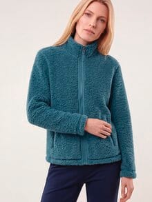 Jacke aus Teddyfleece Dunkelpetrol
