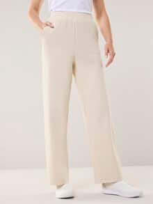 Baumwollstretch Marlenehose Creme