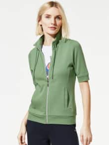 Baumwollstretch Jacke Halbarm Kleegrün