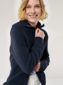 Zip-Longstrickjacke Marine