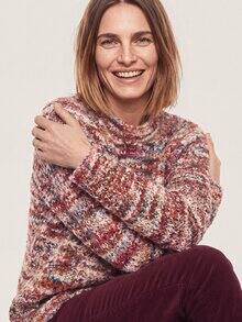 KERO Alpaka Pullover Patentmuster Multicolor Creme