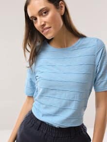 Baumwollshirt Streifenstruktur Skyblue