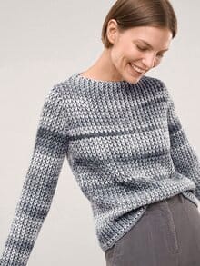 Grobstrick-Pullover Farbverlauf Silbergrau/Offwhite