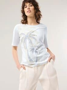 Baumwollshirt Tropical Weiß