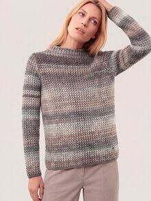 Grobstrick-Pullover Farbverlauf Creme/Praline