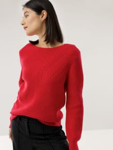 Baumwoll-Pullover Patentstrick Kirschrot