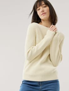 Baumwoll-Pullover Patentstrick Creme