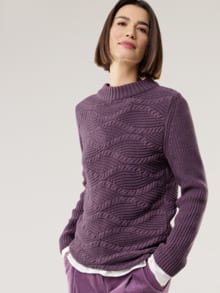 Baumwoll-Pullover Wellenzopf Mauve