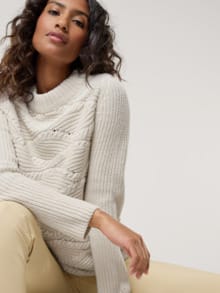 Baumwoll-Pullover Wellenzopf Natur