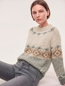 Norweger Pullover in softem Garn Multicolor Creme