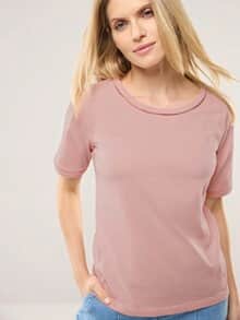 Baumwollshirt Lochstickereiband Altrosa