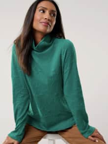 Reliefjacquard Sweatshirt Flaschengrün