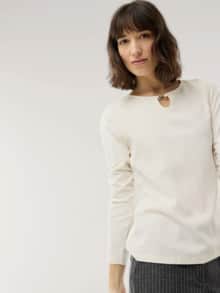 Viskoseshirt Materialmix Offwhite