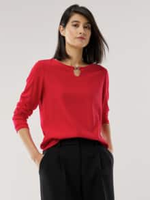 Viskoseshirt Materialmix Kirschrot