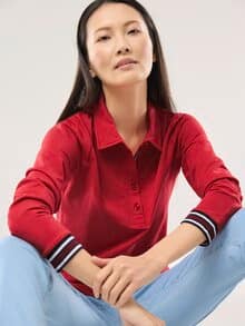 Poloshirt Kontrastdetail Signalrot