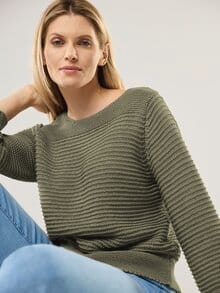 Pullover aus Bändchengarn Khaki
