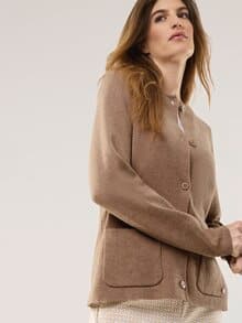 Doubleface Strickjacke Praline