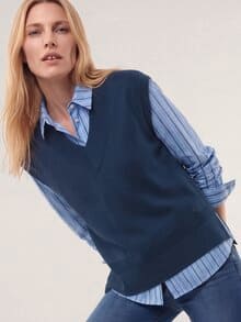 Merino Pullunder mit V-Ausschnitt Marine