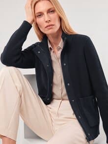 Baumwoll Patentstrickjacke Nachtblau