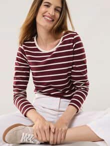 Baumwollshirt Ringelstruktur Chianti/Offwhite