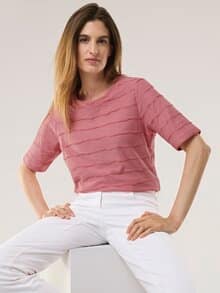 Baumwollshirt Streifenstruktur Rosenholz