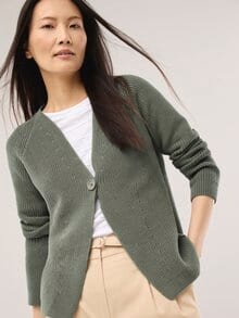 Strickjacke in Patentstrick Khaki