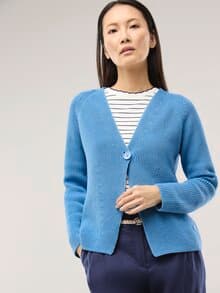 Strickjacke in Patentstrick Jeansblau