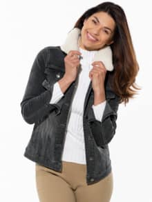 Jeansjacke Teddykragen Grey