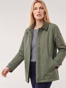 Jacke aus Baumwollmischung mit Cord Olivgrün
