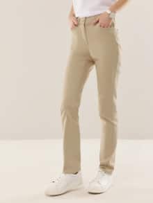 Extraglatt Baumwollhose Safaribeige