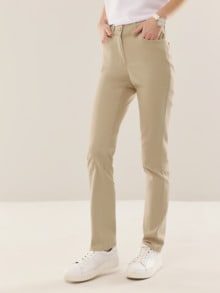 Extraglatt Baumwollhose Slim Fit Safaribeige