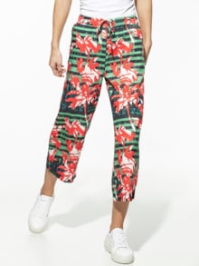 Lyocell-Culotte Palmenprint Orange/Türkis