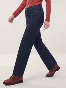 5 Pocket Jeans mit weitem Bein Rinsed