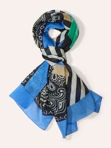 Baumwolltuch Patchdesign Meerblau/Kleegrün