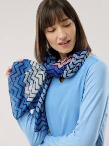 Zick Zack Schal Blau/Rosa