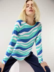 T-Shirt-Bluse Extra Leicht Wellendruck Hellaqua