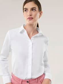Extraglatt Baumwoll-Bluse Weiß