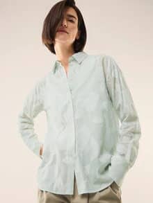 Hemdbluse mit Streifen Basilikum