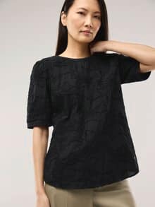 Blusenshirt mit Stickerei Schwarz