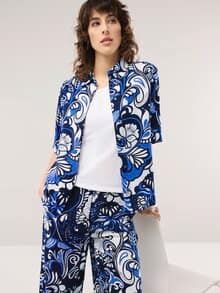 Hemdbluse Leinenmix Blau