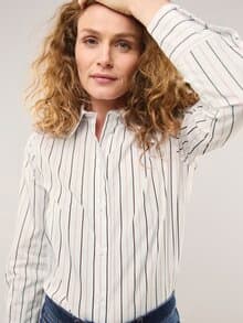 Hemdbluse aus Baumwolle gestreift Rosenholz