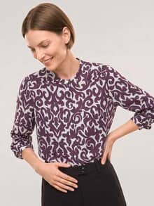 Bluse mit Seide Druck Cassis