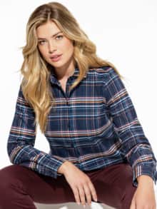Thermoflanell-Hemdbluse Karo Marine