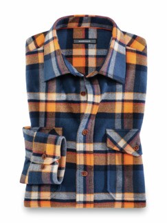 Organic Cotton Flanell-Hemd Marine/Terra Detail 1