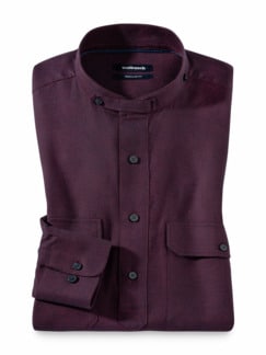 Flanell Schlupf-Hemd Uni Bordeaux Detail 1