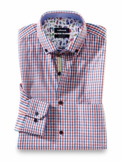 Soft-wash Hemd Entdeckungstour Vichy Rot Detail 1