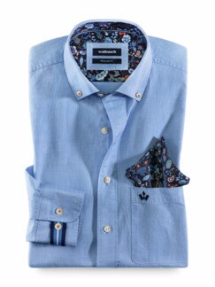 Soft-Cotton-Hemd Siena Uni Blau Detail 1