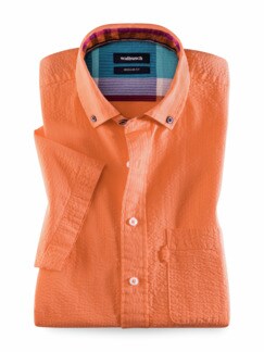 Seersucker-Hemd Tropicana Uni Orange Detail 1