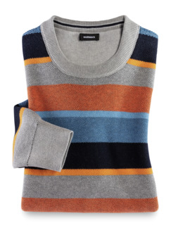 Streifen-Pullover Soft Cotton Azur/Orange Detail 1